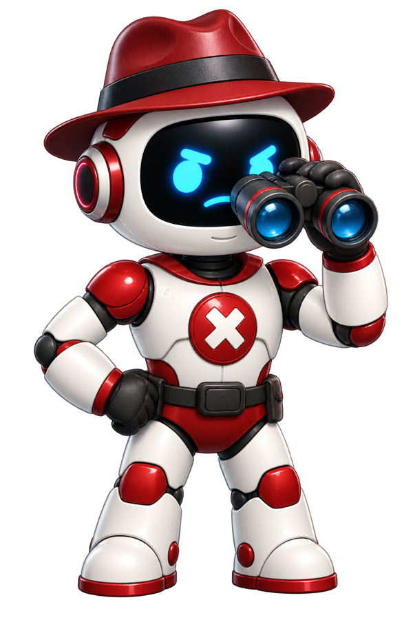 Rival, a red AI competitor analyst with a fedora and binoculars