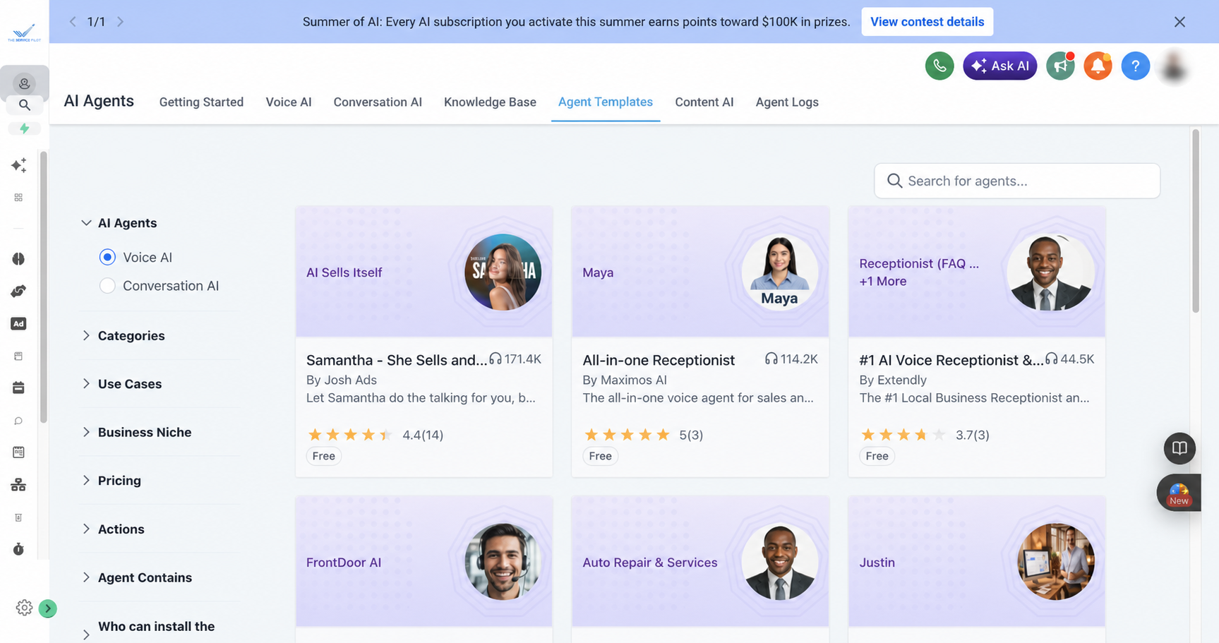 AI Voice agent template library